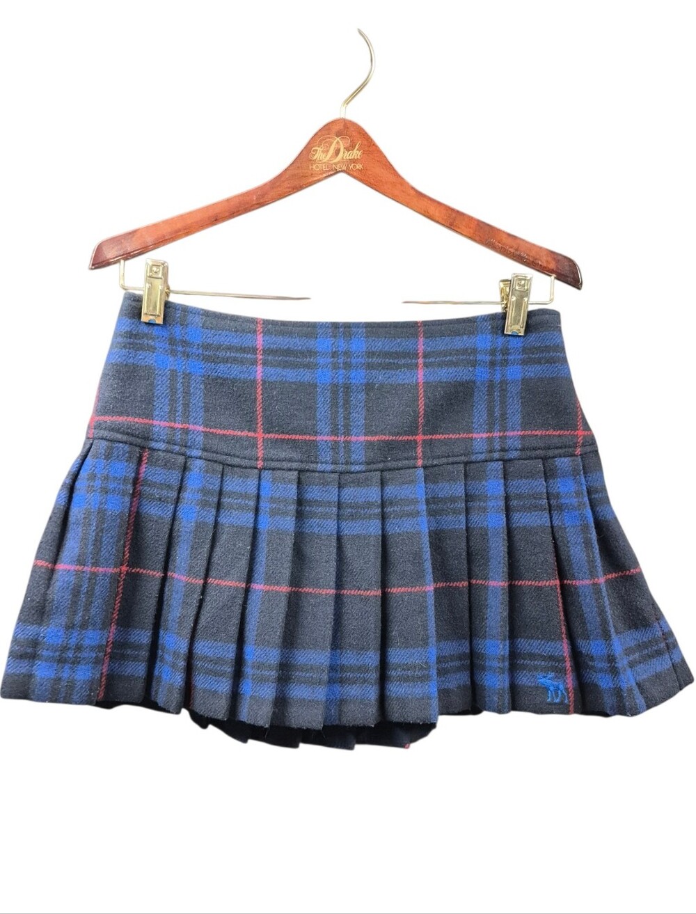 Abercrombie & Fitch Plaid Pleated Mini Skirt Blue Red Kid's Size 16 Y2K